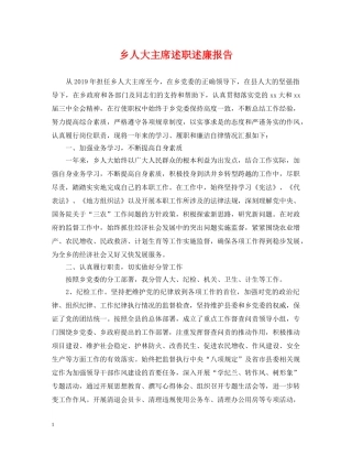 乡人大主席述职述廉报告