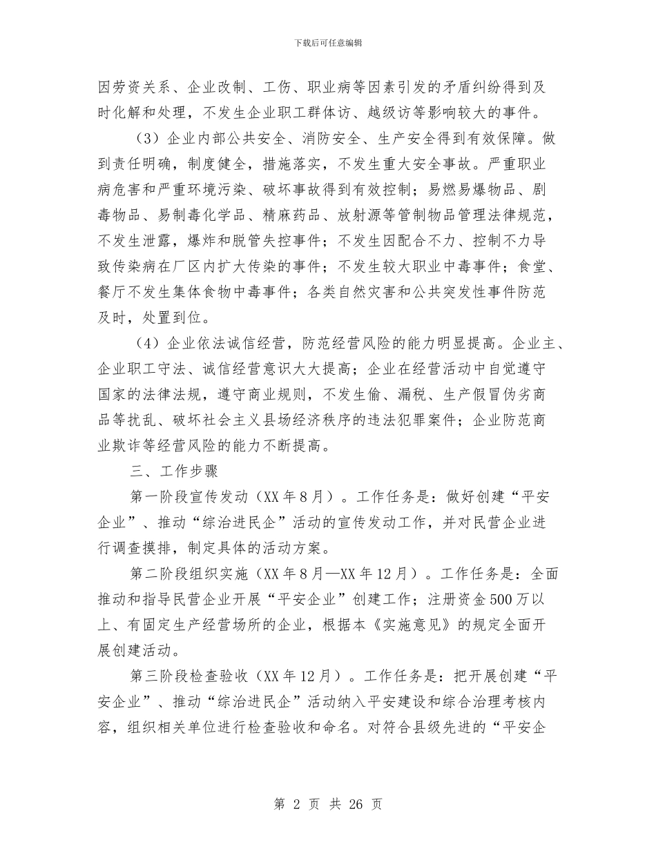关于“综治进民企”活动实施意见与关于《劳动法》贯彻执行情况的自我检查报告汇编_第2页