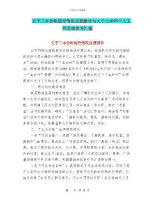 关于三本台帐运行情况自查报告与关于上半年个人工作总结参考汇编