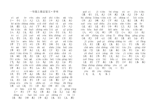 一年级上册总复习-字词