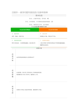 汪刚华---教学问题年度改进计划参考表单