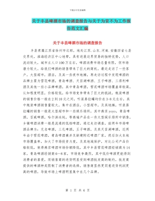 关于丰县啤酒市场的调查报告与关于为官不为工作报告范文汇编