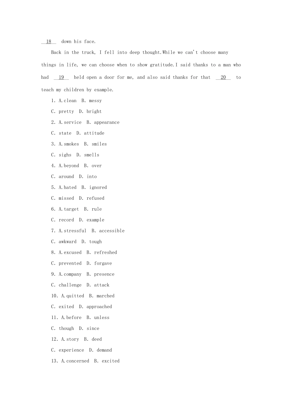 山东省青岛市高考英语二轮复习 完形填空选练(4)试卷_第2页