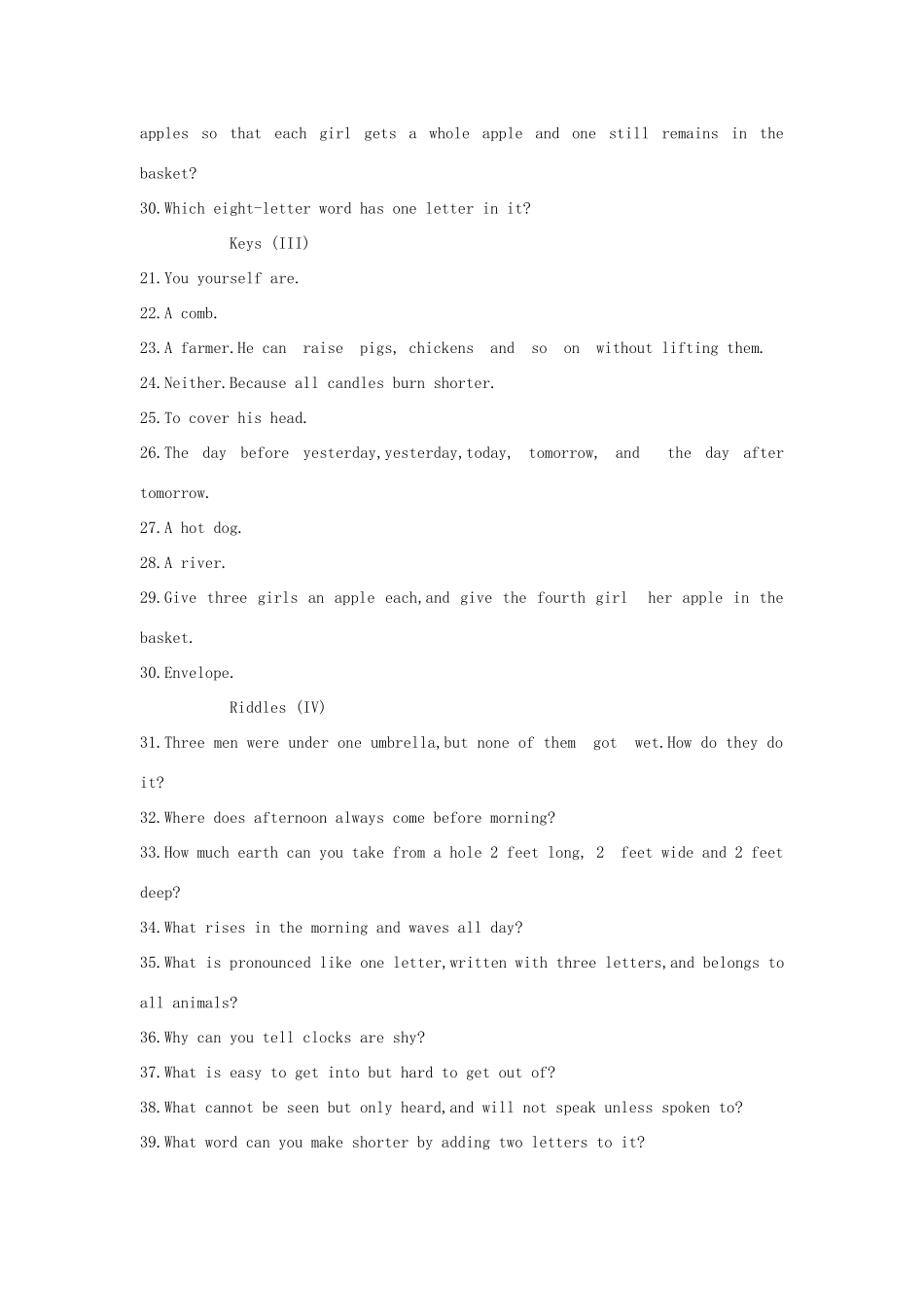 中考英语复习猜谜语学英语试卷_第3页