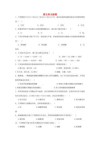 九年级化学全册 第五单元检测 鲁教版试卷