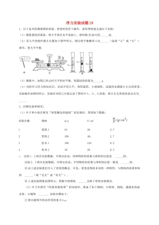 吉林省吉林市中考物理总复习 浮力实验试卷19 新人教版试卷