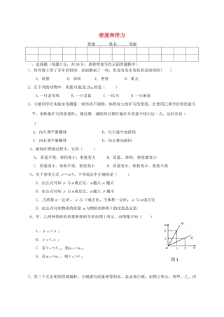 山东省临沂市临沭县中考物理 专题复习四(密度和浮力)学情调研试卷试卷