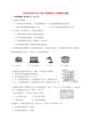吉林省吉林市届九年级物理上学期期末试卷