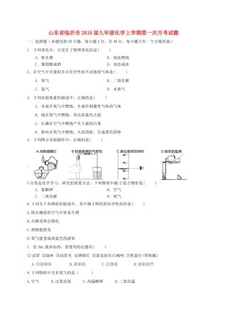 山东省临沂市九年级化学上学期第一次月考试卷 新人教版试卷