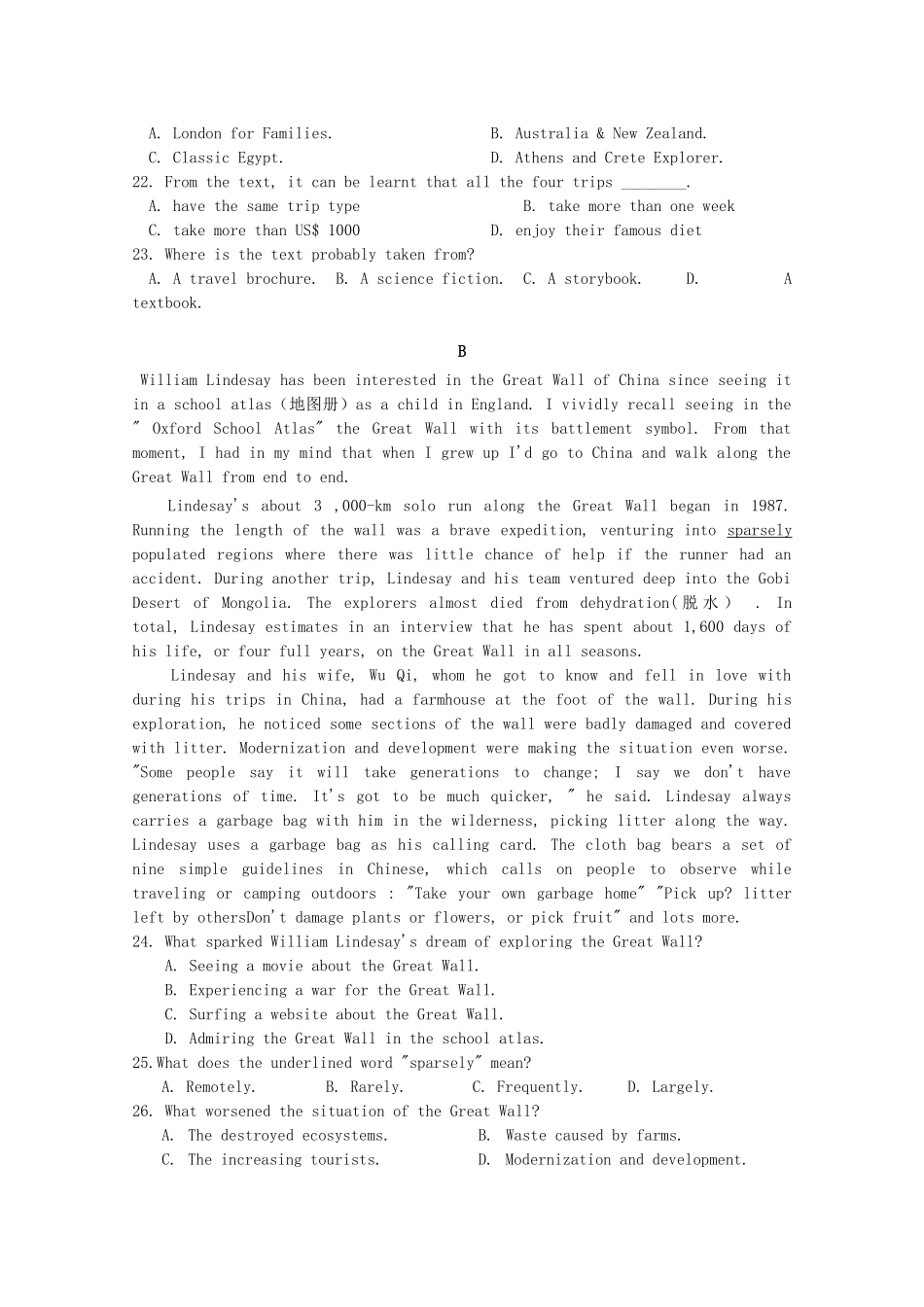 高三英语上学期第四次月考试卷_第2页