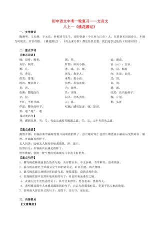 中考语文一轮复习讲练测 专题10 文言文 八上(桃花源记)(讲练)试卷