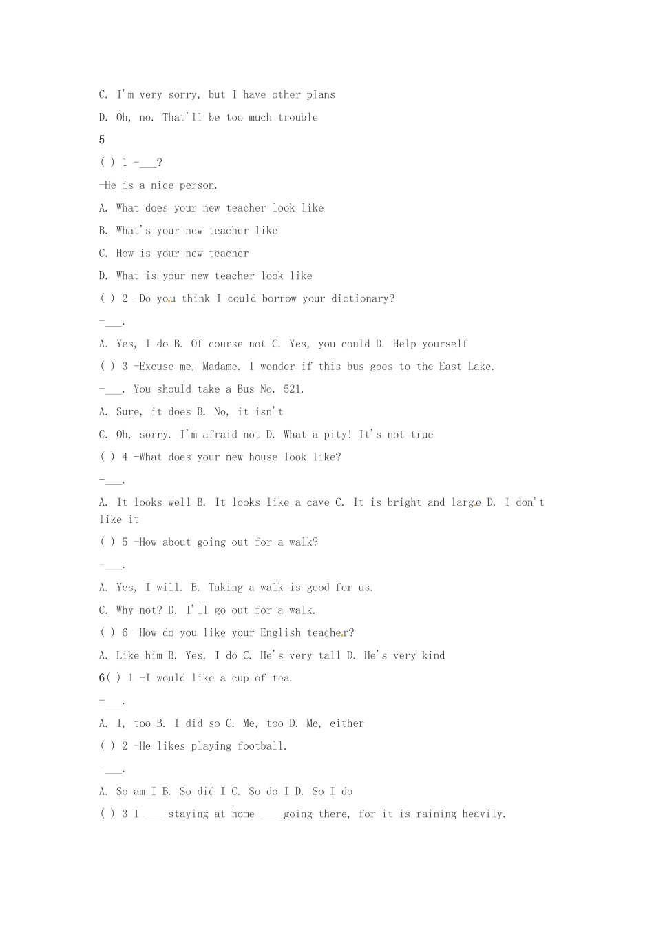 中考英语语法金题 语言交际  试卷_第3页