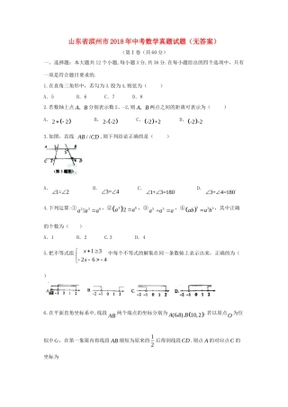 山东省滨州市中考数学真题试卷试卷(00002)