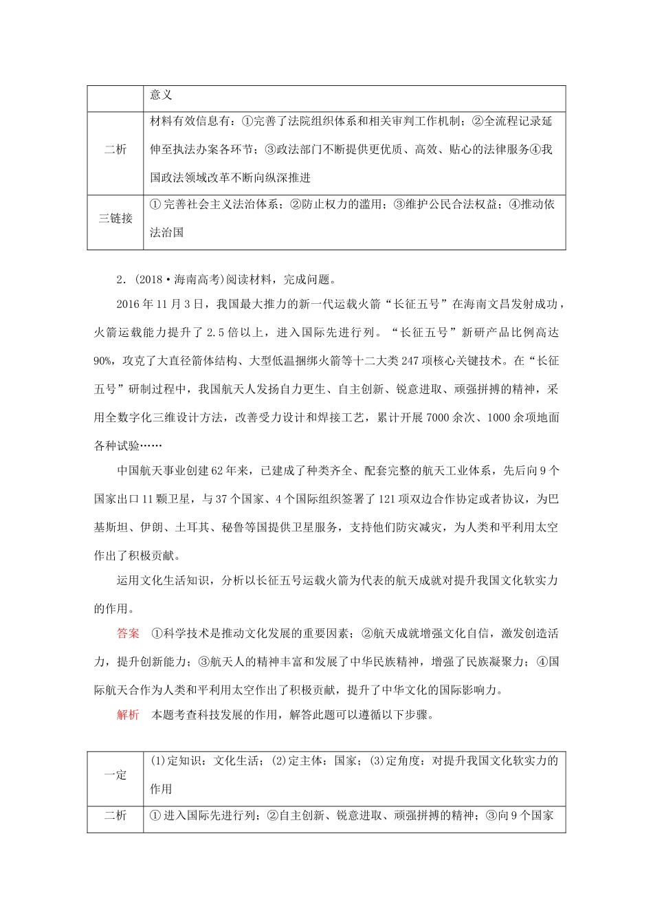 （通用版）高考政治二轮复习 专题培优第三编 二 非选择题题型突破 题型3作业（含解析）-人教版高三全册政治试题_第2页