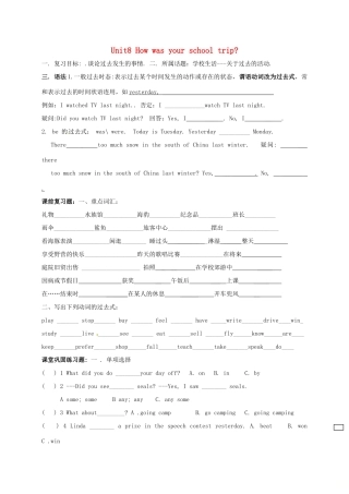 中考英语一轮总复习 八上 Unit 8 How was your school trip试卷试卷