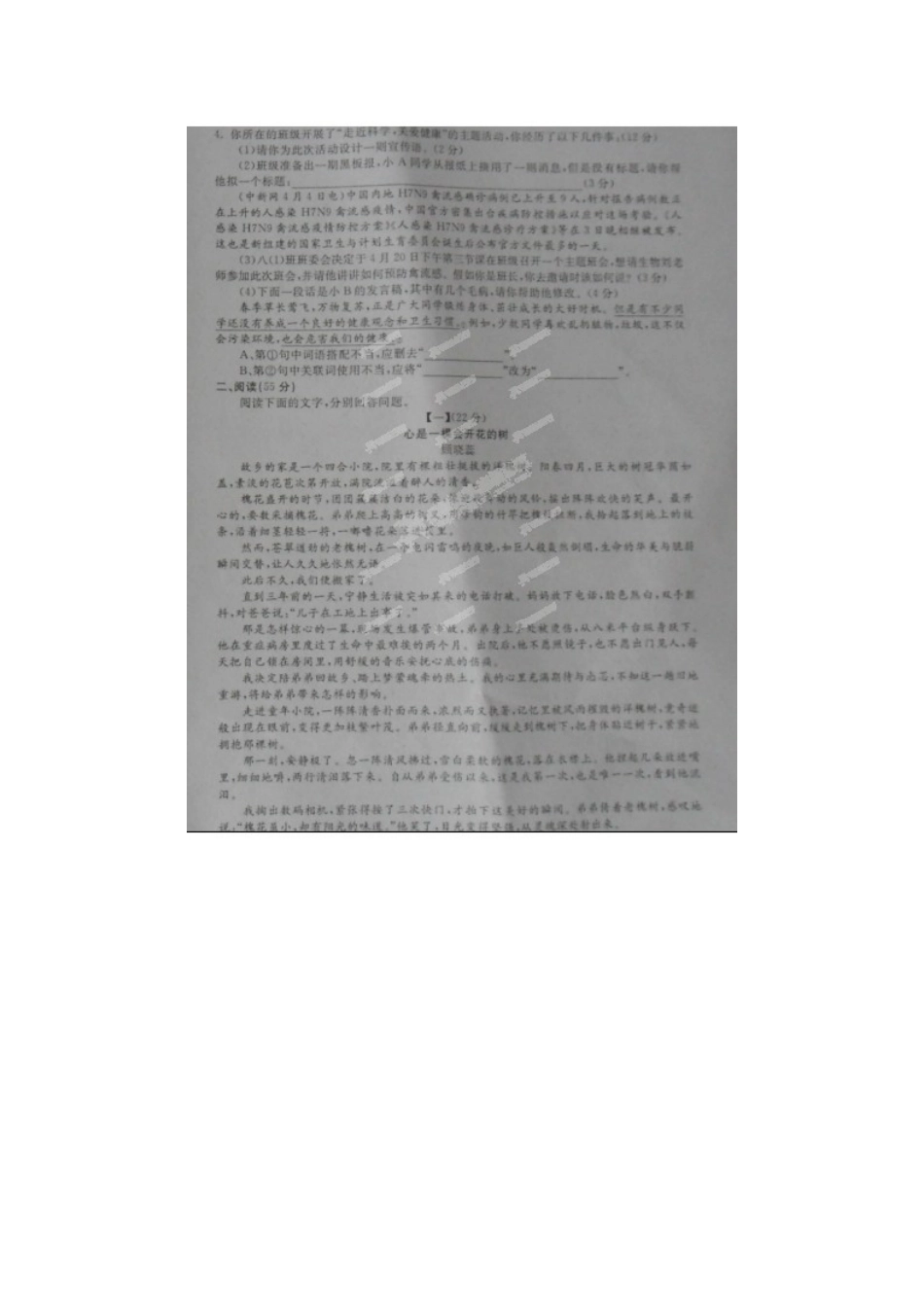 安徽省庐江县八年级语文下学期期末考试试卷新人教版试卷_第2页