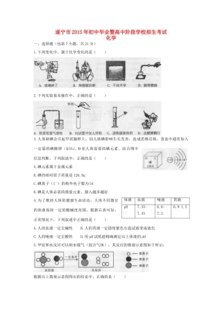 四川省遂宁市中考化学真题试卷(含答案)试卷