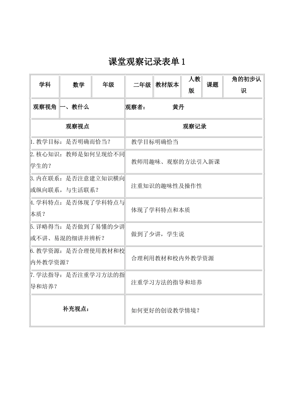 课堂观察记录_第1页