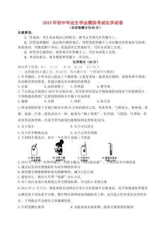 九年级化学4月模拟考试试卷试卷