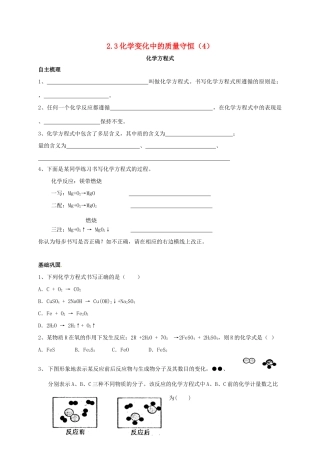 九年级化学上册 23 化学变化中的质量守恒(4)校本作业(新版)沪教版试卷