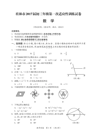 九年级数学下学期第一次适应性训练(中考模拟)试卷(pdf) 032933