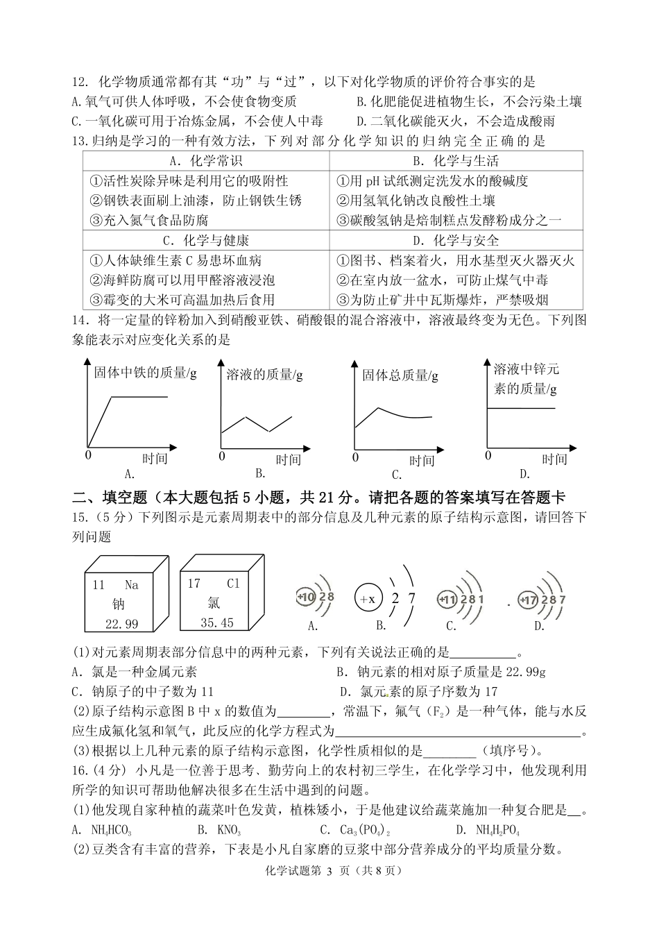 九年级化学5月模拟试卷(pdf) 051042_第3页