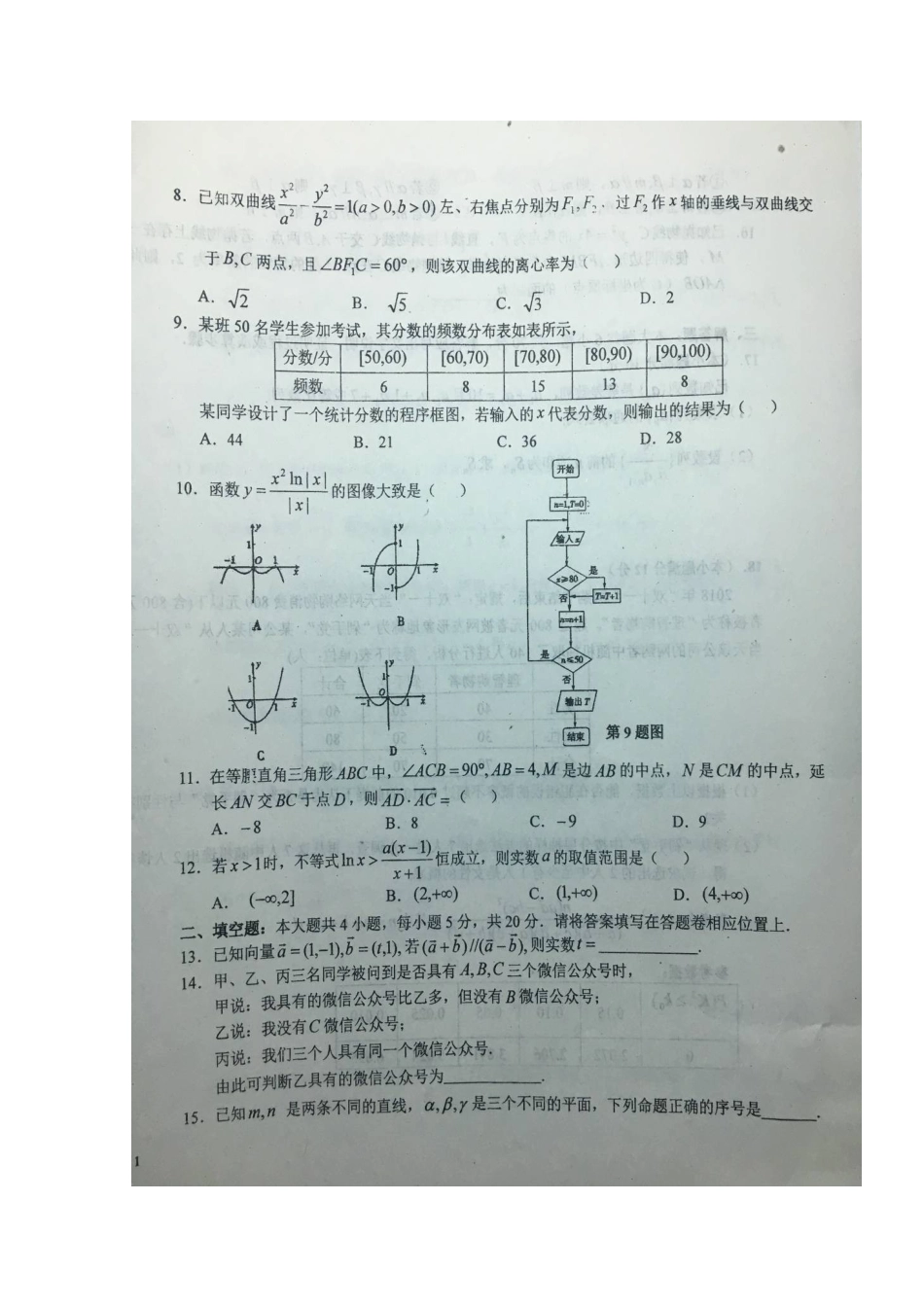 安徽省六安市第一中学2020届高三数学上学期第一次月考试卷 文_第2页