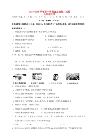 九年级化学上学期自主检测试卷(二)试卷