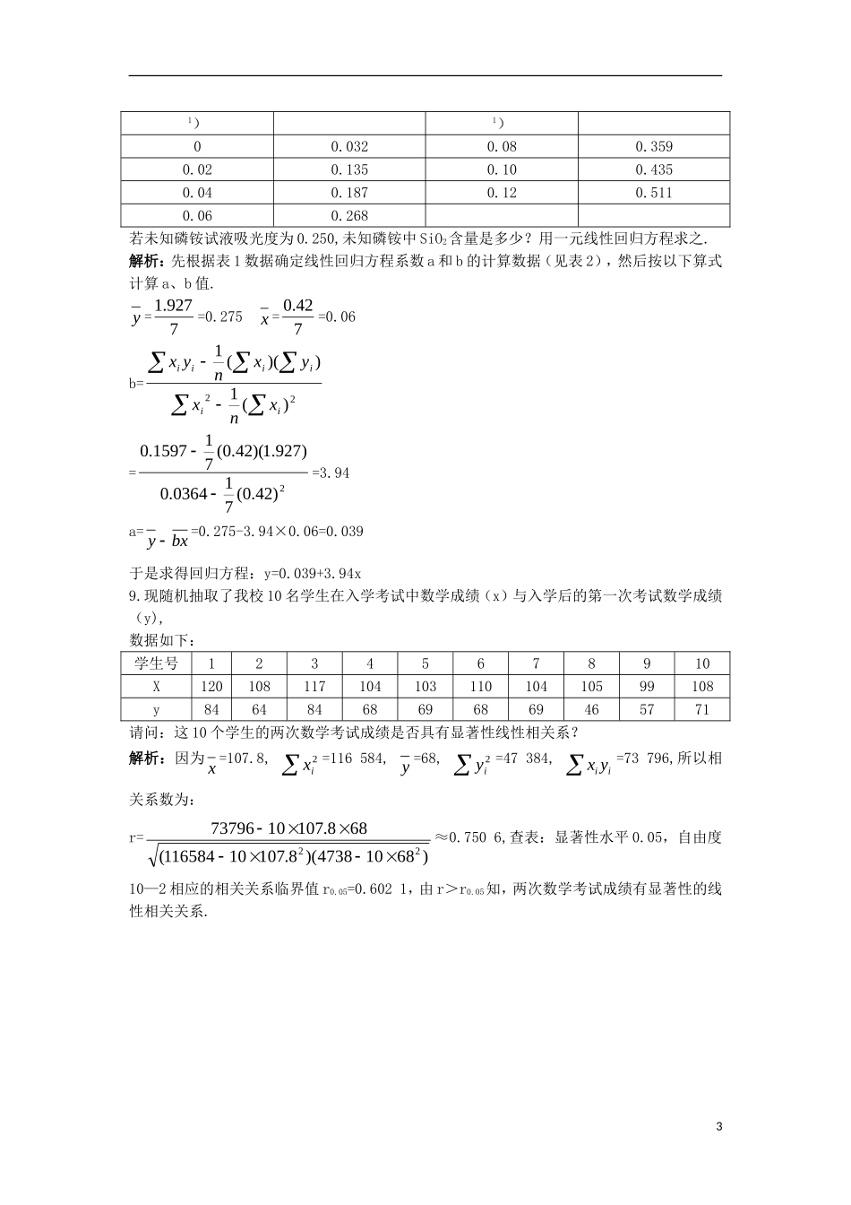 高中数学 第三章 统计案例 3.1 回归分析的基本思想及其初步应用课后导练 新人教A版选修2-3-新人教A版高二选修2-3数学试题_第3页
