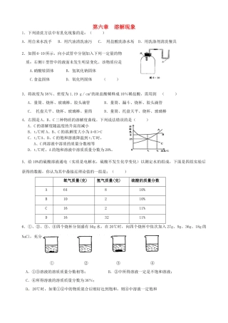 九年级化学全册 6 溶解现象复习题(新版)沪教版试卷