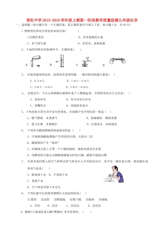 九年级化学上学期第一阶段教学质量监测试卷 新人教版试卷