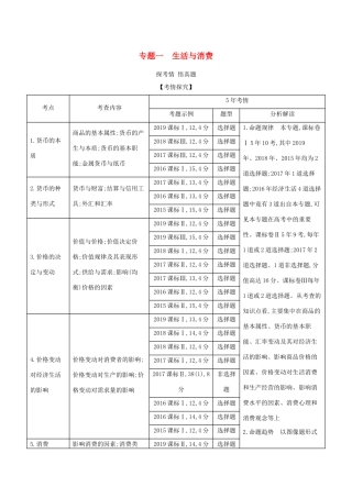 （课标版）高考政治一轮复习 专题一 生活与消费精练（含解析）-人教版高三全册政治试题