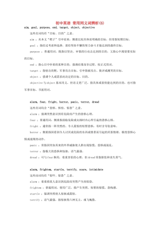 初中英语 常用同义词辨析(6) 试题