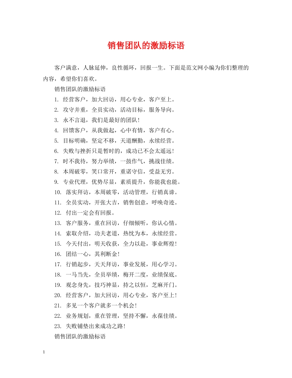 销售团队的激励标语 _第1页