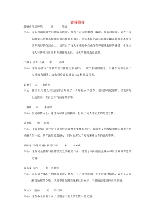 中考语文专题复习 古诗部分古诗材料 上教版试卷