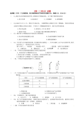 九年级化学上册(第一二单元)试卷 新人教版试卷
