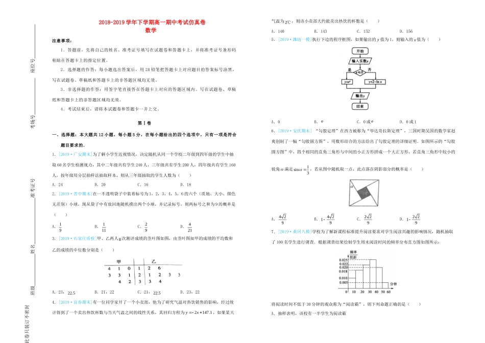 吉林省四平四中高一数学下学期期中试卷_第1页
