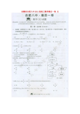 安徽省合肥八中高三数学最后一卷 文试卷