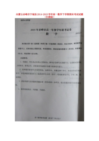 内蒙古赤峰市宁城县高一数学下学期期末考试试题(扫描版) 试题