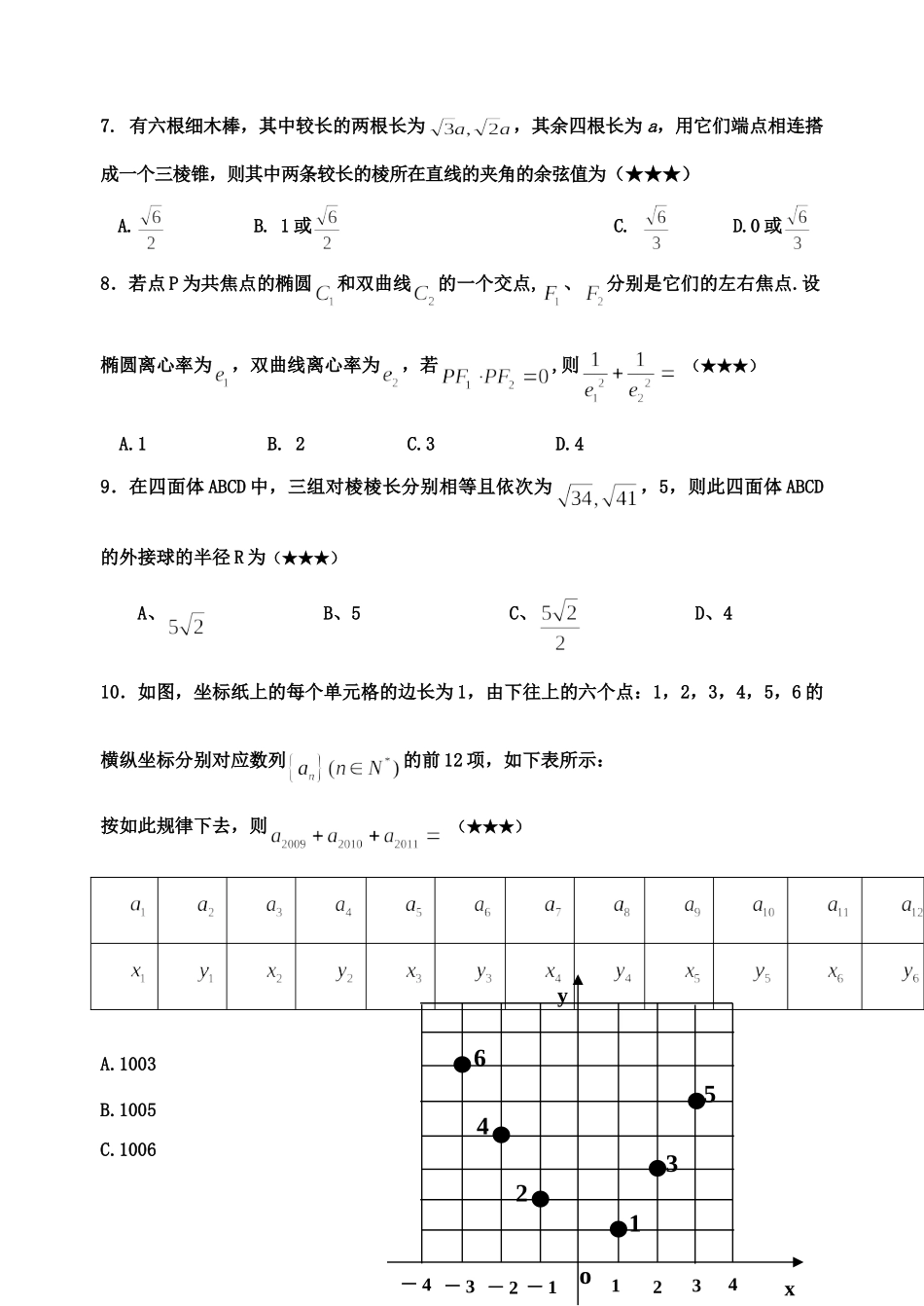 孝昌二中高二数学理科检测卷(12)试卷_第2页