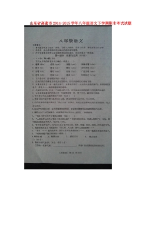 山东省高密市 八年级语文下学期期末考试试卷苏教版试卷