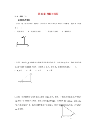 九年级数学下册 251 投影课时训练2 沪科版试卷