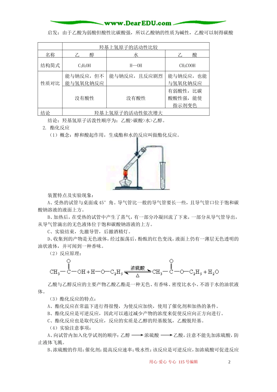 生活中常见的有机物 乙酸知识精讲 苏教版_第2页
