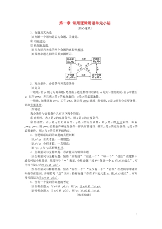高中数学 第一章 常用逻辑用语单元小结练习 新人教A版选修2-1-新人教A版高二选修2-1数学试题