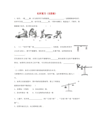 中考科学(4) 杠杆复习 浙教版试卷
