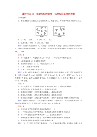 高中化学 课时作业10 化学反应的限度 化学反应条件的控制 新人教版第二册-新人教版高一第二册化学试题