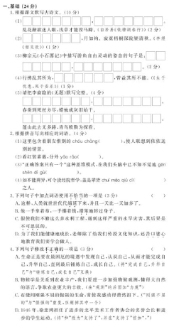 中考语文二模测试卷(pdf)试卷
