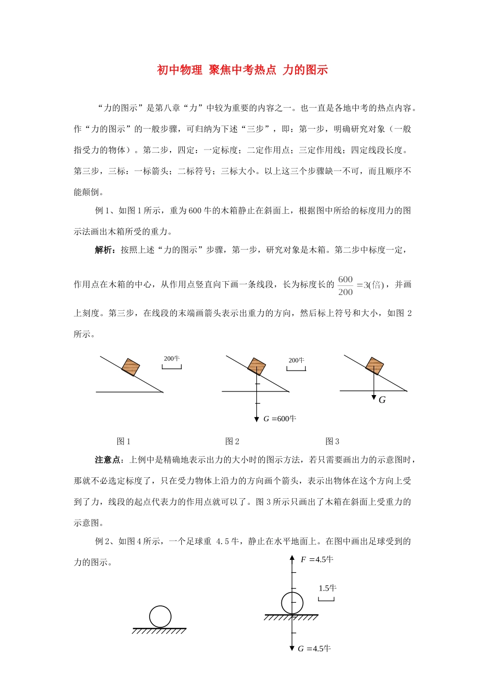 初中物理 聚焦中考热点 力的图示 专题辅导 试题_第1页