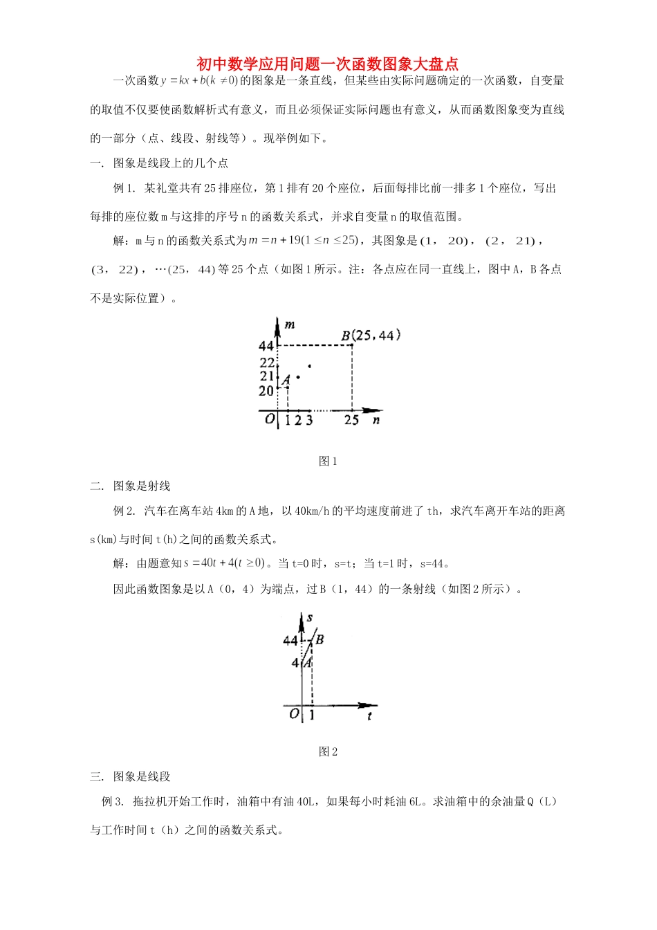 初中数学应用问题一次函数图象大盘点 专题辅导 不分版本 试题_第1页