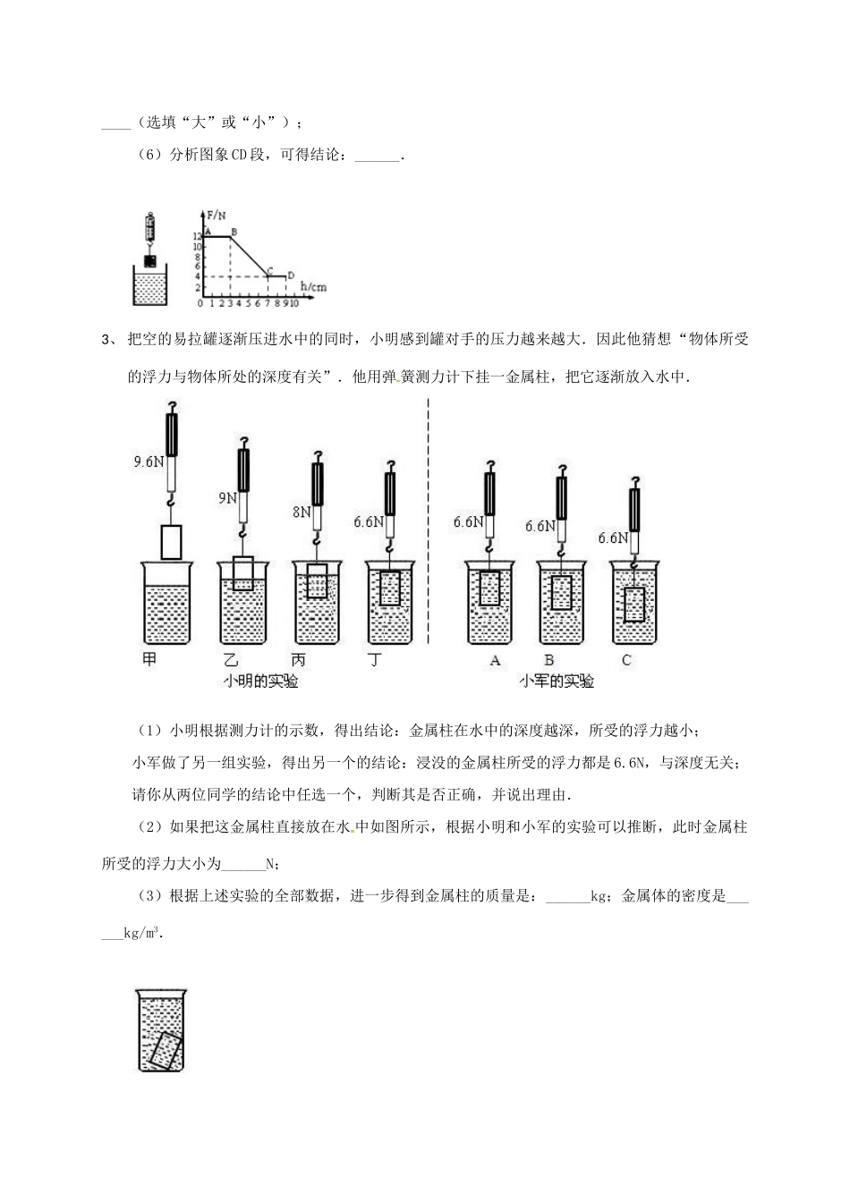 吉林省吉林市中考物理总复习 浮力实验试卷14 新人教版试卷_第2页